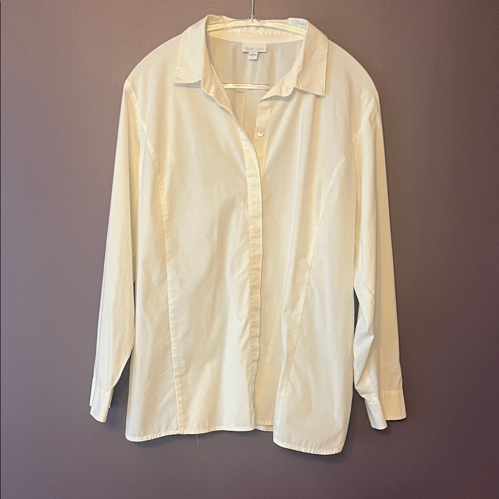 J-Jill Classic Button-Up Cream Blouse with hidden buttons women’s large